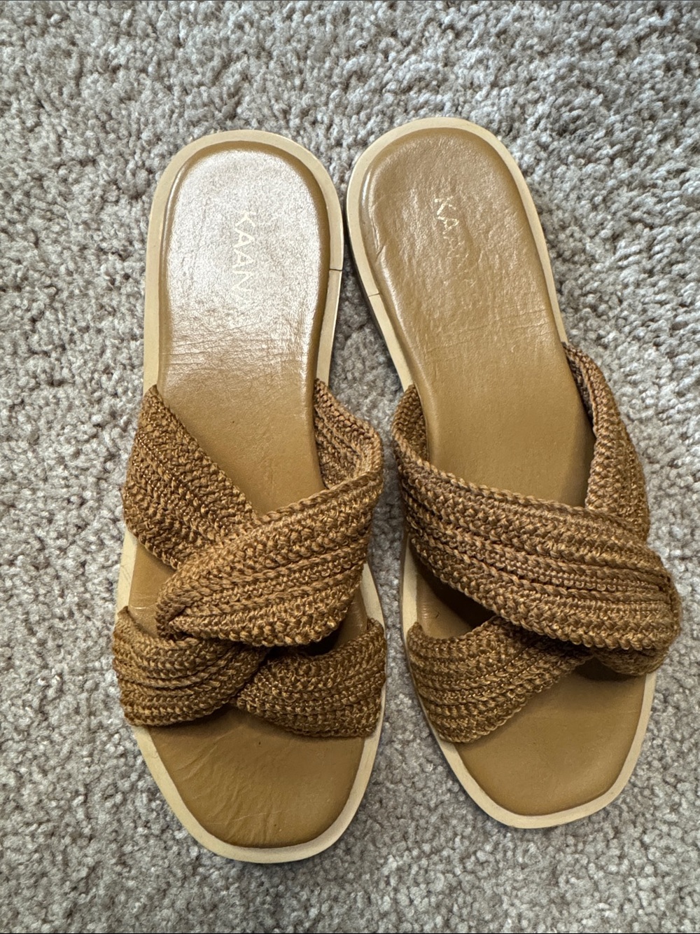 Kaanas Braided Knot Slide Sandals - Brown